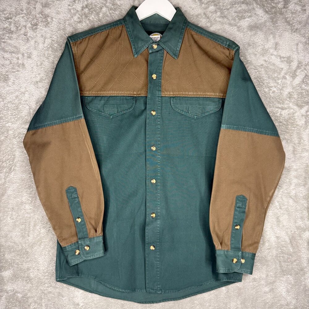 Vtg 90s Cabelas Shooting Shirt Mens Medium Hunting Canvas Button Long Sleeve